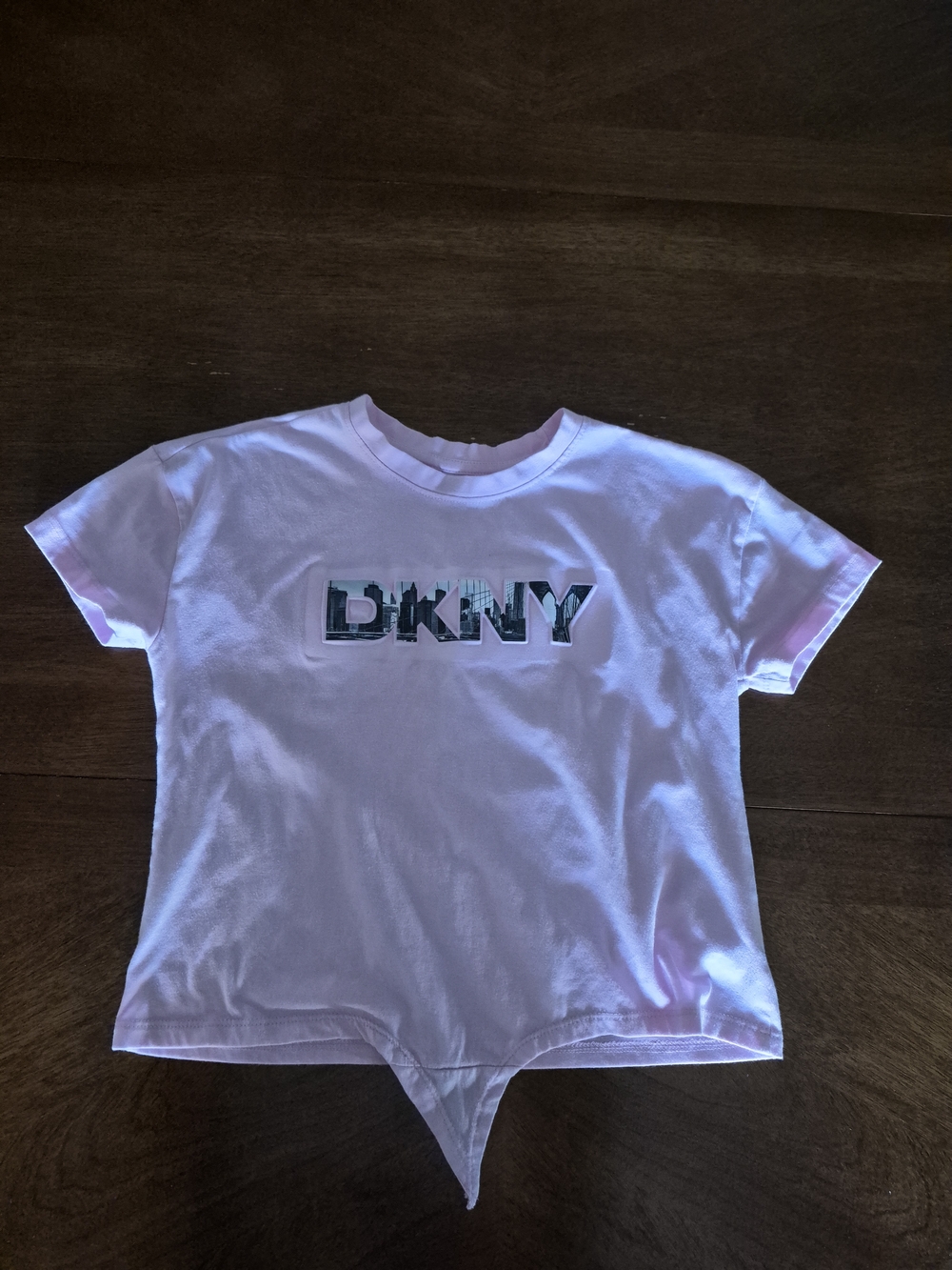 DKNY Girls' Pink Logo Tie-Front Tee